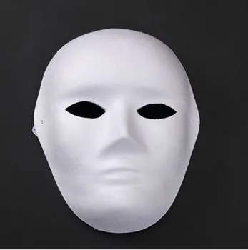 

Adult Male Blank White Masquerade Party Masks Unpainted Full Face Environmental Paper Pulp DIY Fine Art Painting Mask 10pcs/lot