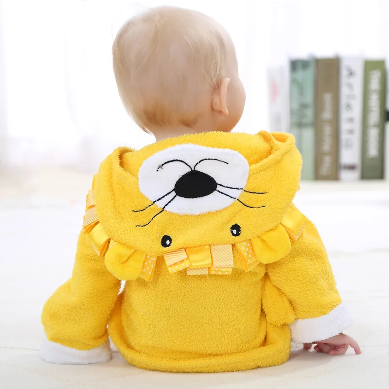 Пижамы для новорожденных халаты мультфильм полотенце для животных для девочек ванный халат принцессы комбинезон-Пижама для младенцев балахон с капюшоном одежда для сна детские вещи - Цвет: Lion