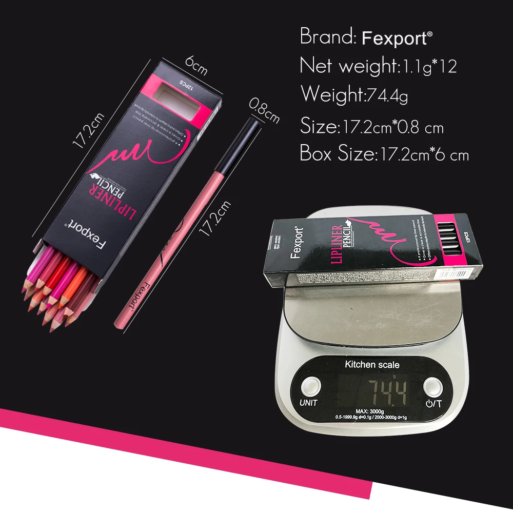 Fexport F6109, 12 цветов, пигмент, макияж, красота, профессиональный карандаш, водостойкий, стойкий контур, карандаш для губ