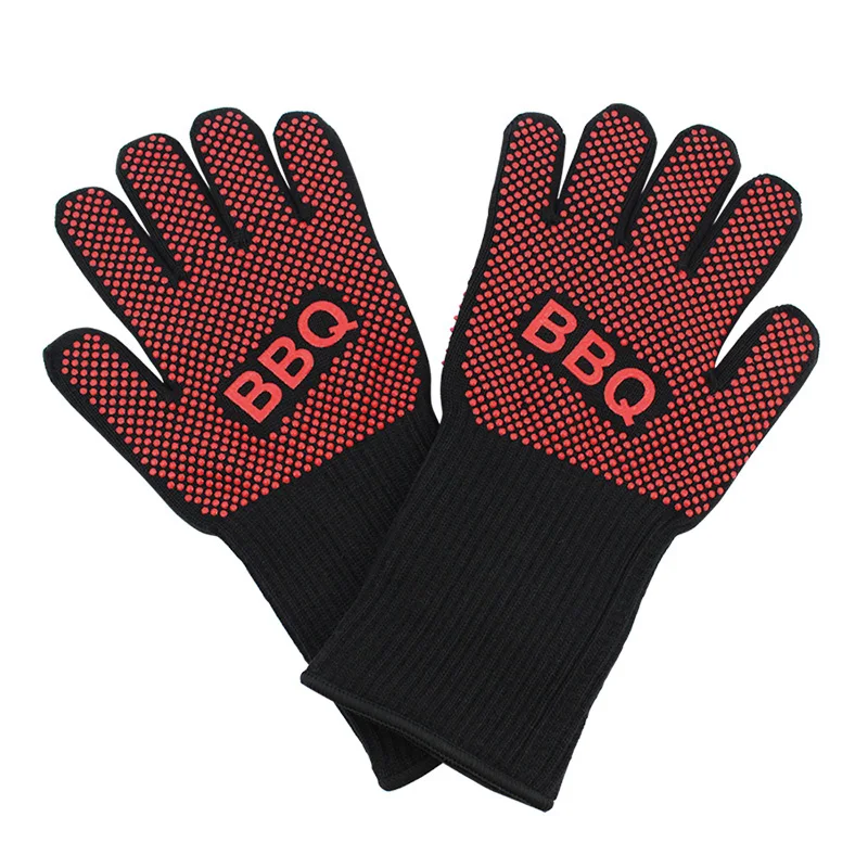 Экстремальные термостойкие перчатки для барбекю для Приготовление на гриле Толстая силиконовая кухонная печь перчатки для барбекю пара - Цвет: Red