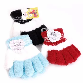 

New Kids Gloves Girl Boys Fleece Soft Full Gloves Finger Warm Winter Accessories Mittens
