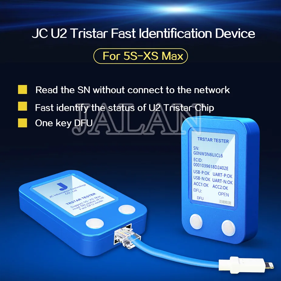 JC U2 Tristar тестер Зарядка IC Fate SN серийный номер DFU Быстрый детектор инструмент для iPhone 5S 6S plus 6p 7 8P XS MAX