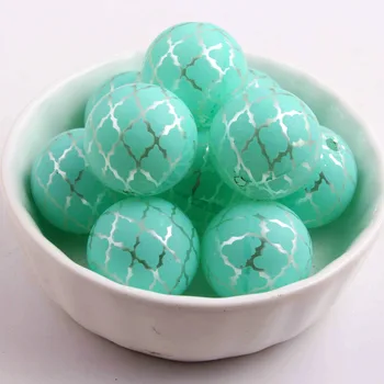 

100pcs/lot Wholesale chunky 20mm acrylic ivory Imitation pearl print mint quarterfoil beads for kids jewelry making!!