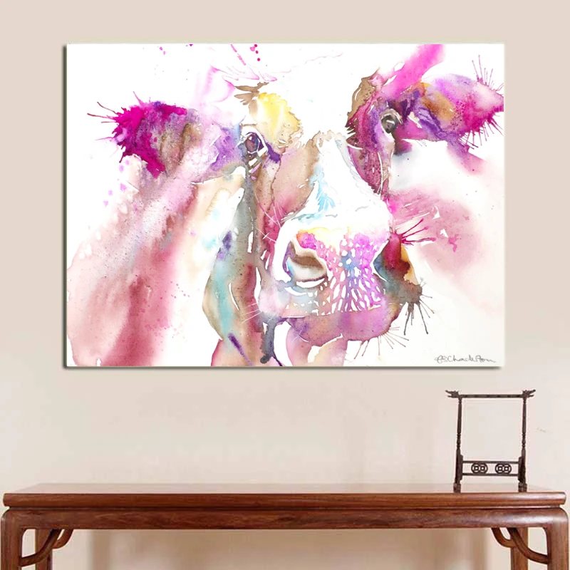 

white watercolor Painted Canvas Paintings Cow Oil Paintings Modern Decoration Wall Art Living Room Decor Pictures no Framed