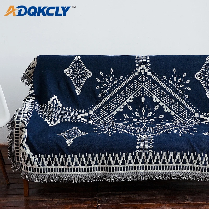 

ADQKCLY Bohemia Style Sofa Towel Cotton&Linen Knitting throw Blanket A-B Side Anti-dust Decorative Furniture Couch Cover 1 Piece