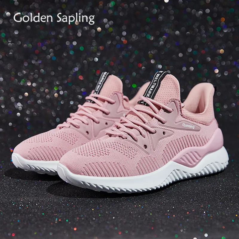 

Golden Sapling 2019 New Design Woman Sports Sneakers Breathable Knit Air Mesh Comfortable Lightweight Outdoor Women Tennis Shoes