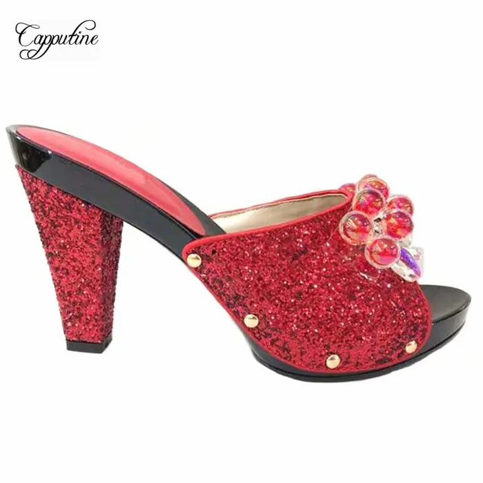 

Charming red African lady high heel slip-on sandal shoes for wedding/party 2083-2 , heel height 12cm many color on sale