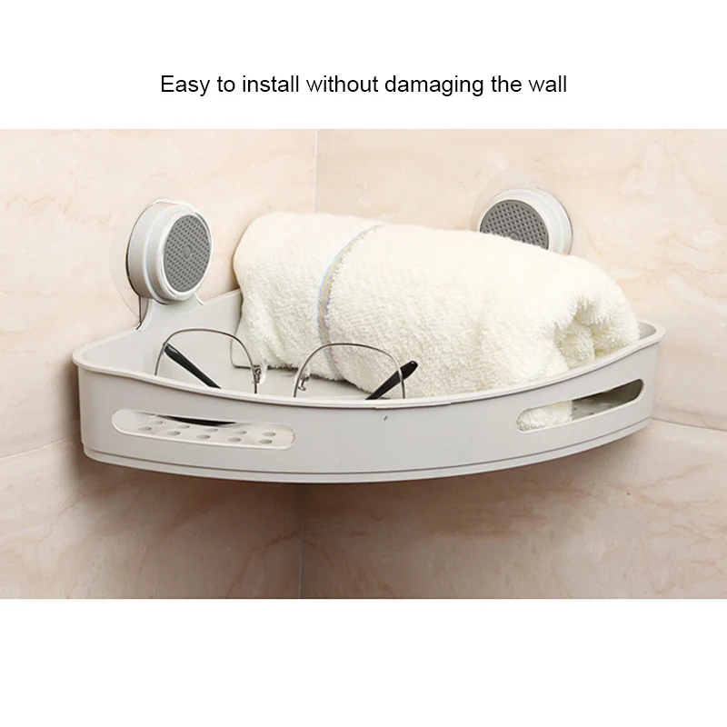 

Strong Suction Cup Corner Shower Shelf Bathroom Shampoo Shower Storage Rack Organizer CLH@8