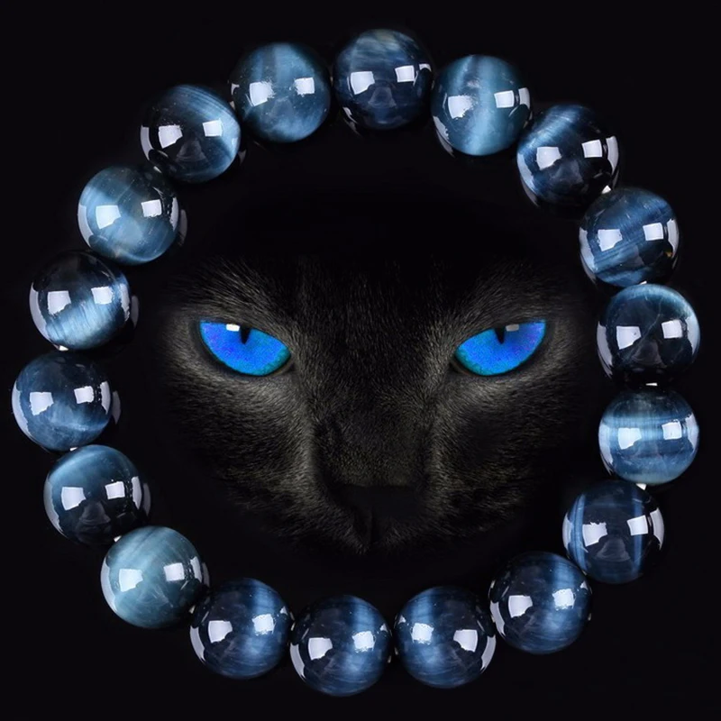 

3A+ High Quality Blue Tiger Eye Buddha Bracelets 100% Natural Stone Round Beads Watch Elastic Rope Bracelet Men Women