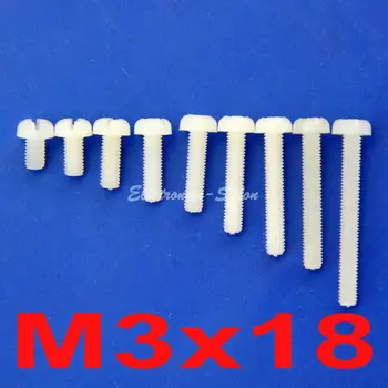 

(100 pcs/lot ) Metric M3 x 18mm Nylon Phillips/Slot Pan-Header Screw.