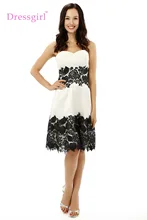 Dressgirl Weiß Schwarz 2017 Homecoming Kleider A-line Schatz Knielangen Chiffon Spitze Cocktailkleider Real Photo