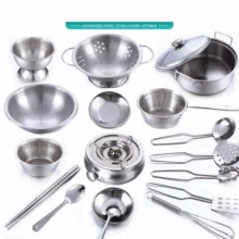 2017 40pcs Stainless Steel Kids House Kitchen Toy Cooking Cookware Kids House Kitchen Toy Cooking Cookware