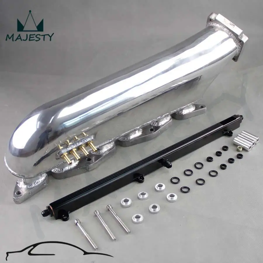 

For Supra 1JZ 1JZGTE polished Intake Manifold + top feed fuel rail BLACK