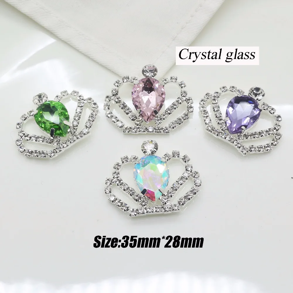 

ZMASEY 30*28MM Crystal glass Crown DIY Wedding decoration Rhinestone tiara Crown Embellishment 10PCS MIX colors