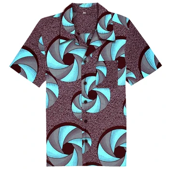 

2018 Dashiki Men Dress African Clothes Fashion Wax Print Short Sleeve Tops Man Shirt Africa Style Design Festive Costume