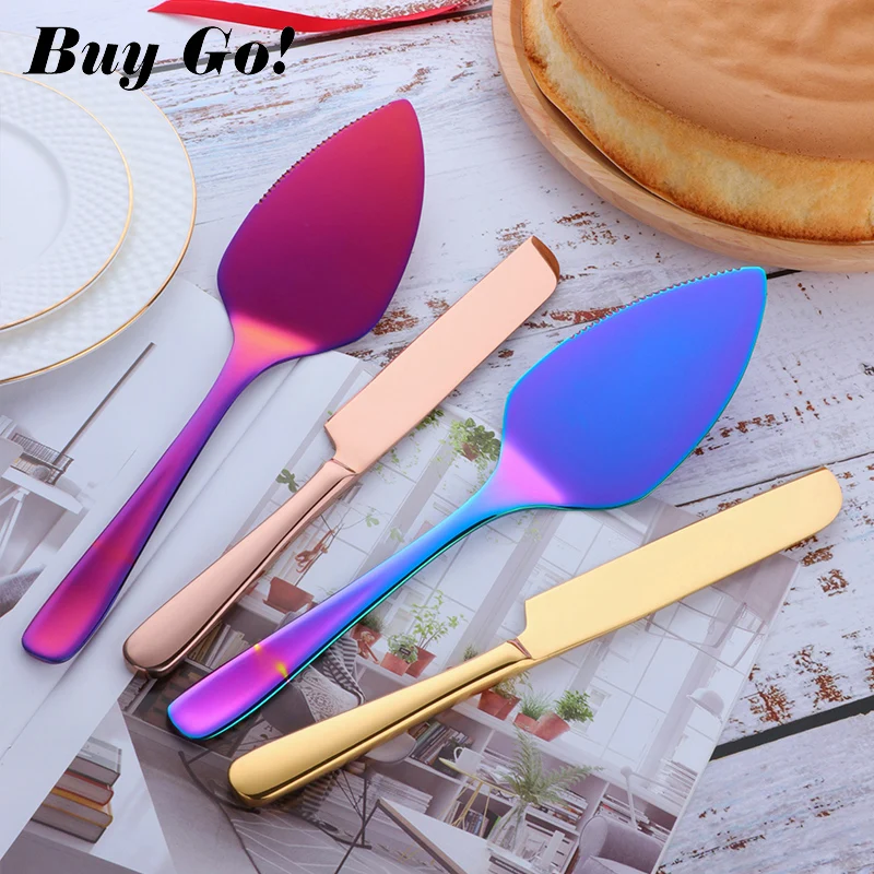 2PCS Stainless Steel Cake Shovel Cutter Set Cheese Pizza Pie Pastry Spatulas with Server Golden Bread Knife Baking Cooking Tool