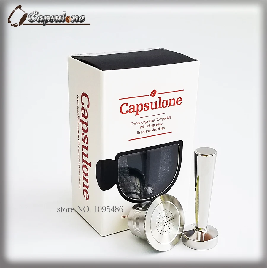 Capsulone/STAINLESS STEEL Metal nespresso Machine Compatible Refillable Reusable capsule and coffee tamper/nespresso capsule