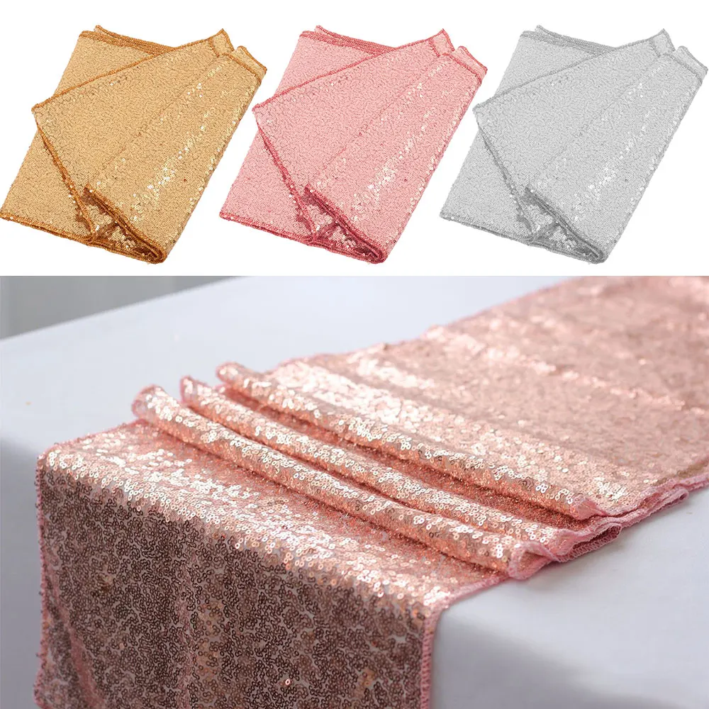 Luxury Rose Gold Sequin Table Runners for Wedding Party home Decoration