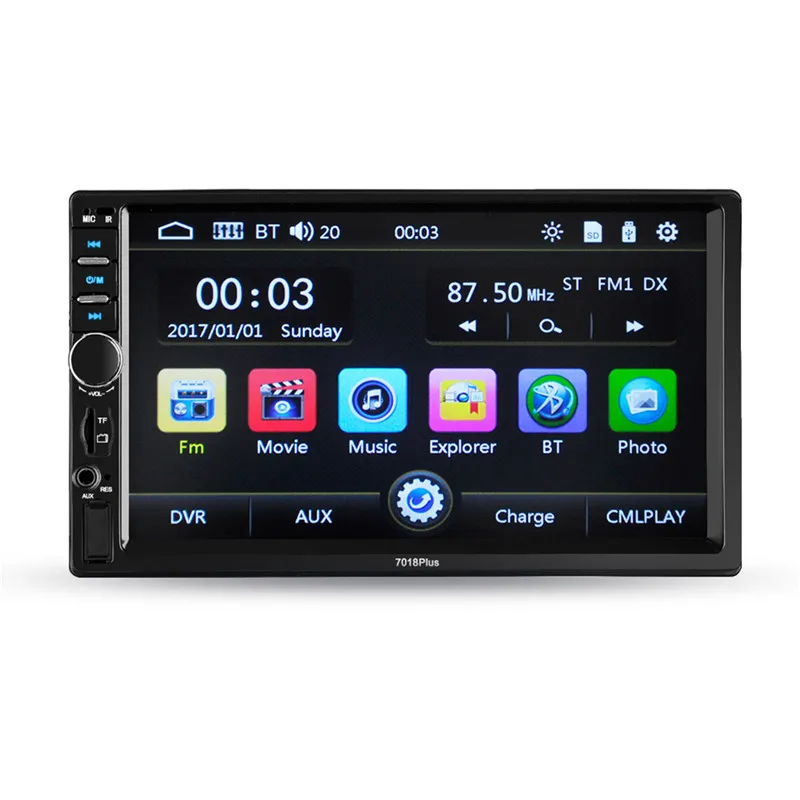 

Universal 2 Din Car Radio 7inch Car Multimedia Player HD Bluetooth MP5 Media Player TF FM with 8led Rear View Camera 7018Plus