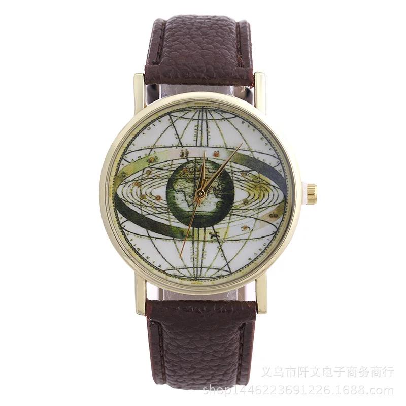 

2017 Fashion Solar System Watch Unisex Casual Space Astronomy Wrist Watches Women Leather World Map Quarzt Watches Gifts V21