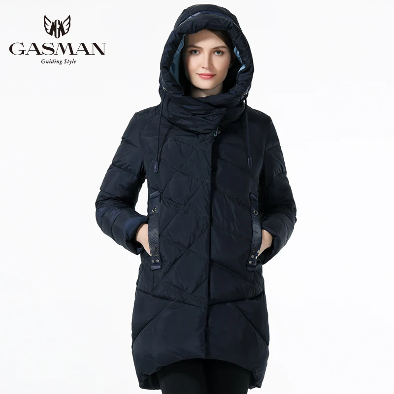 GASMAN Brand Winter Jacket Women 2018 Medium Length Thick Down Parka Fashion Hooded Overcoat For Women Clothes Winter Pink Color