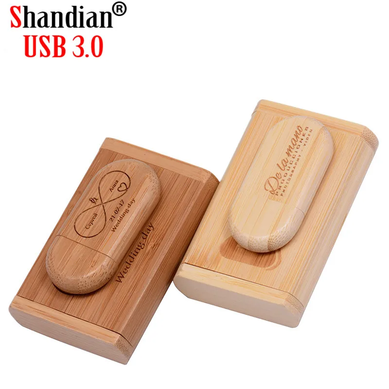 

SHANDIAN Customize LOGO wooden + Box Personal LOGO pendrive 4GB 16GB 32GB 64GB usb Flash Drive U disk Memory stick wedding Gift