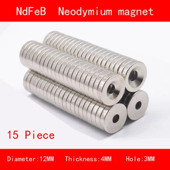 

15PCS diameter 12mm thickness 4mm hole 3mm n35 Rare Earth strong Permanent NdFeB Neodymium Magnet