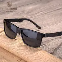 COLOSSEIN Sunglasses Men Polarized Square Vintage Sun Glasses Black Frame Cool Driving Eyewear Retro Men's Glasses UV400