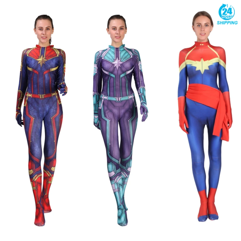 

3D printing Movie Version Captain Marvel Carol Danvers Cosplay Costume Zentai Superhero Bodysuit Suit Jumpsuits costume
