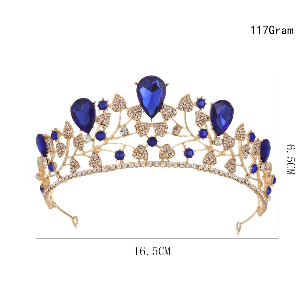 Королевский Синий Кристалл короны Серебро Золото невесты диадема мода королева для свадьбы корона театрализованный головной убор Свадебная вечеринка украшения для волос
