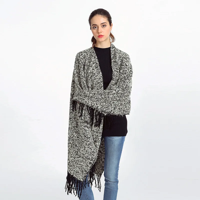 Shawl Female Winter Wool Knitted Cashmere Scarf Shawl Poncho Scarf