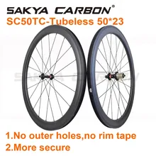 SC50TC-Tubeless более дешевая цена велосипедная пара колес бескамерная клинчерная покрышка без внешних отверстий 50x23 мм Углеродные колеса с колонной 1423 спиц