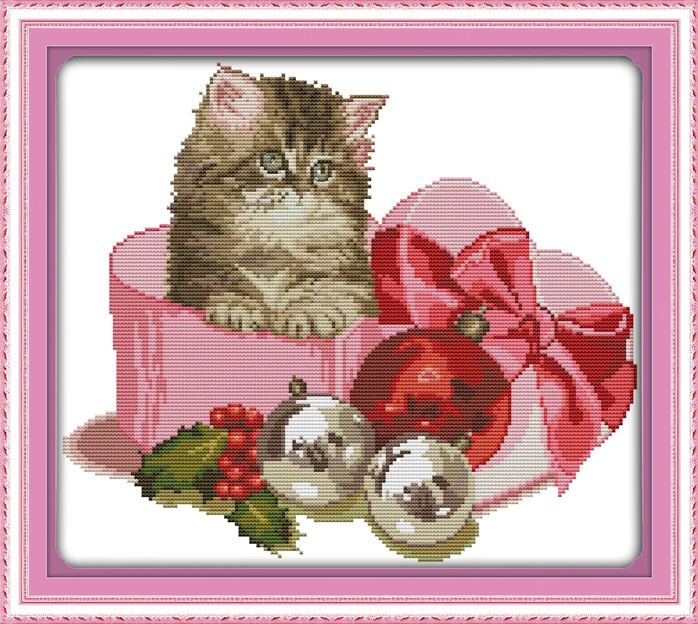 

Joy Sunday Christmas gift - cat,Chinese Cross Stitch Kit, Embroidered Set, Cotton Cross Stitch Set, Cross Stitch Embroidery Kit