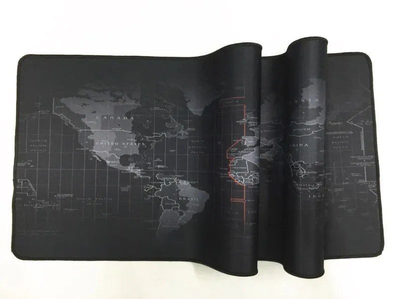 Карта мира коврик для мыши с запирающимся краем полностью черный экстра огромный Большой размер резиновый Настольный коврик для игр ПК клавиатура подарок