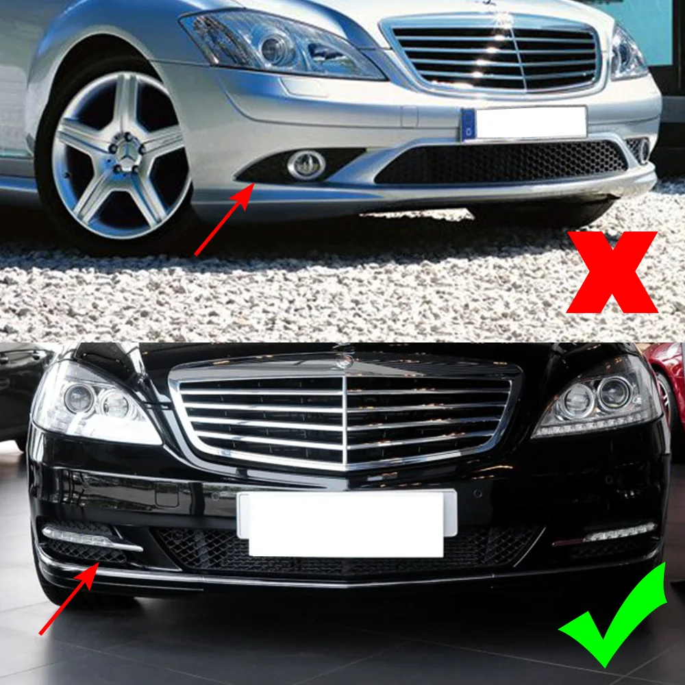  For 10-12 Mercedes W221 Facelift S Class LED Fog Daytime Runing Light Lamp GRILL Grille Trim Cover  - 33059545325