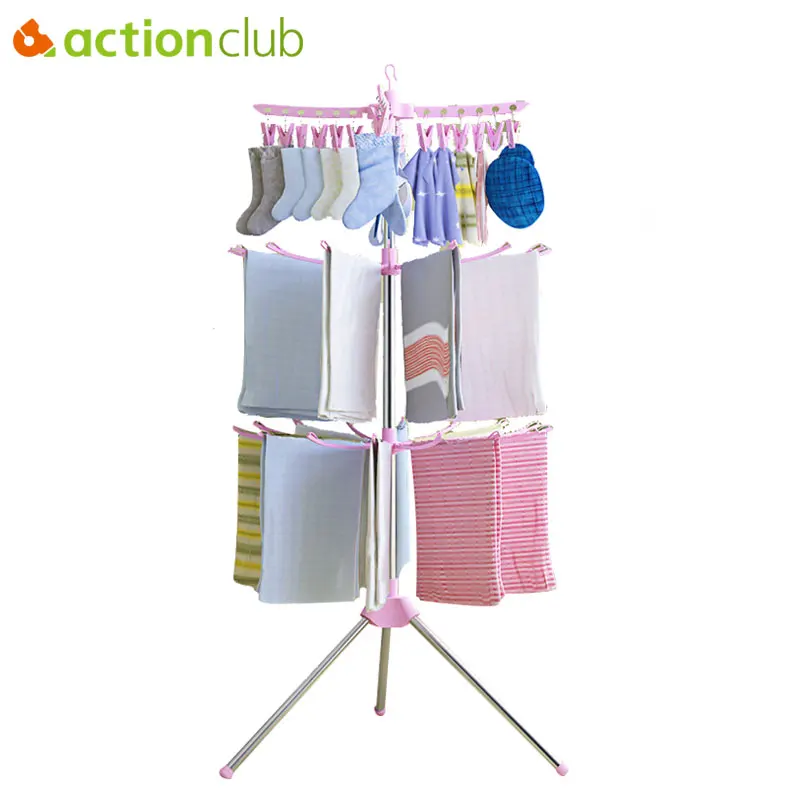 

Actionclub Foldable Laundry Clothes Drying Rack Multifunctional Clothes Hanger Organizer Balcony Towel Sock Rack Hanger