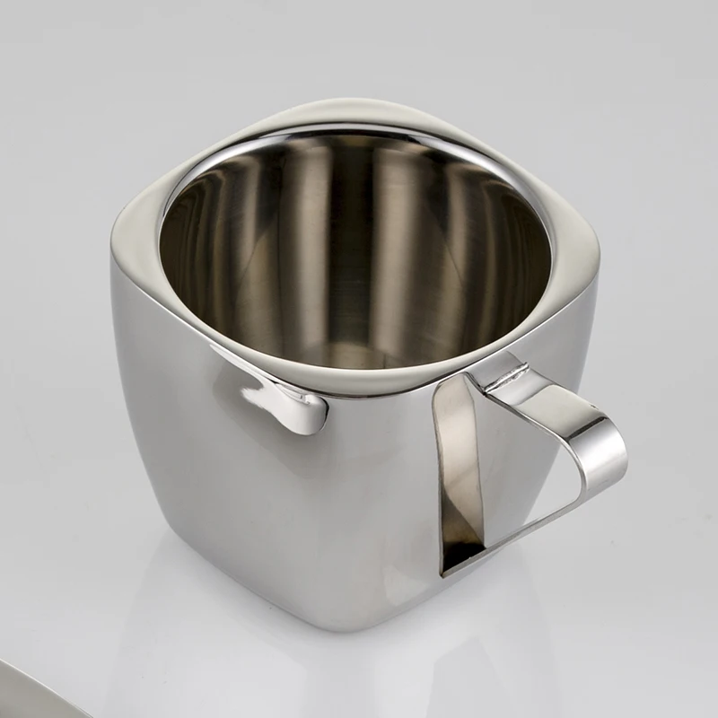 90/150/240ml Stainless Steel Coffee Cup Set Double Anti-hot Insulation Cups Creative Square Tea Cup and Saucer Milk Mug