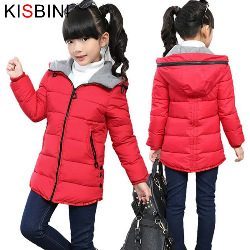 

KISBINI 2018 Fashion Winter Jacket for Girls Clothes Cotton Padded Hooded Kids Coat Children Clothing Girl Parkas Kids Coats