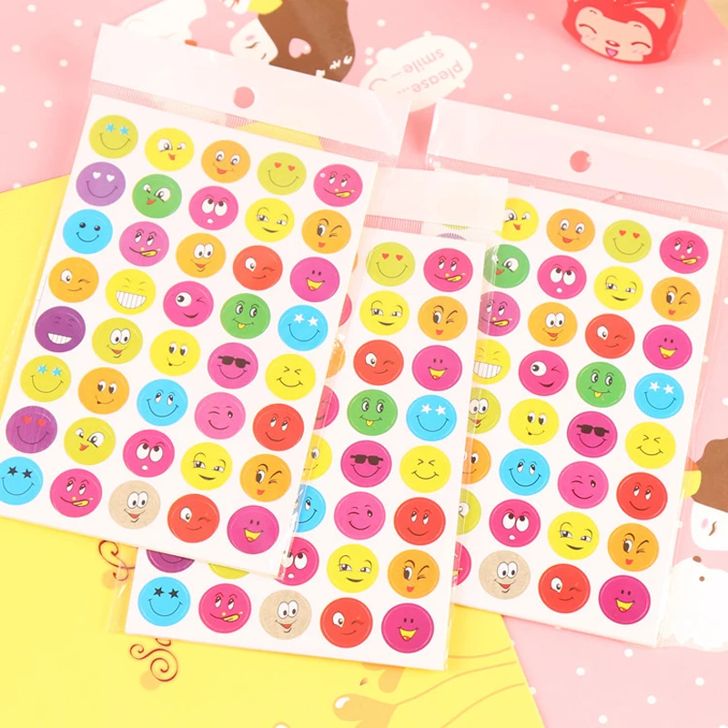 Lovely Cartoon Expression Child Award Sticker Colorful Smiley Stickers Smile Sticker Diy Decoration Diary Stickers Classic