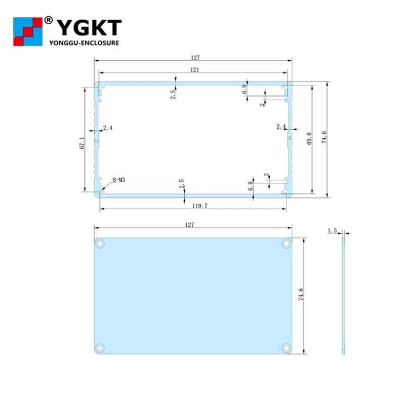 YGS021 Алюминий корпус 127*75-160/165/170/200 мм(W* H-L) Управление коробка PCB чехол распределительная коробка DIY чехол проект коробка