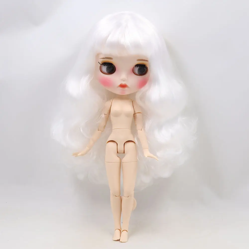 Кукла Blyth 1/6 bjd белая кожа суставное тело белые мягкие кудри Новое матовое лицо с бровями блеск для губ ледяной sd высокое качество игрушки