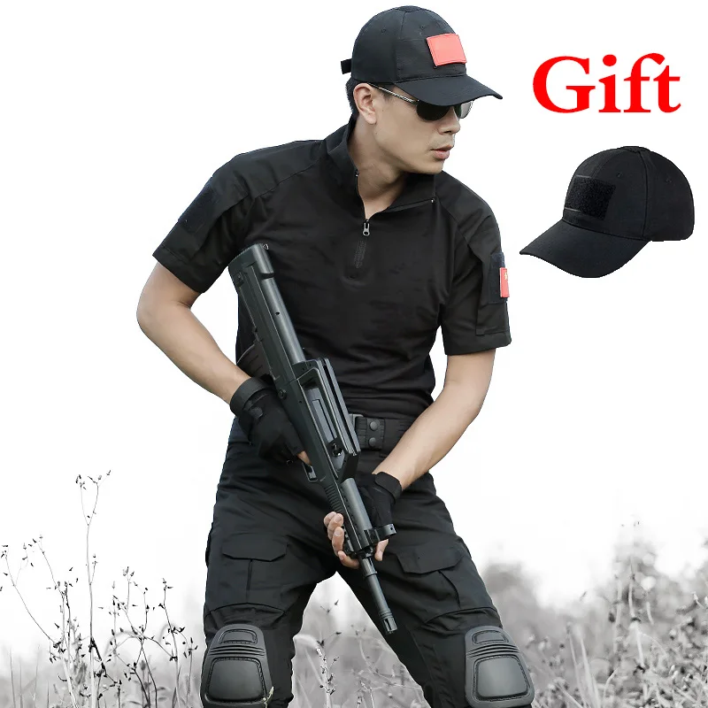 Открытый Летний Для мужчин спортивные Пеший Туризм рубашка дышащий Камуфляж Охота Для мужчин рубашка Военная Униформа боевой подготовки