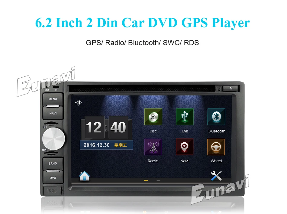 Perfect Eunavi Double 2 Din universal Car dvd radio player GPS Navigation USB BT Video free map card+camera 2din stereo car pc tablet 1