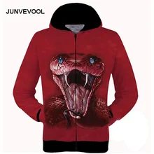 Zippers Jersey Sportswear Men Hoodies Red Snake 3D Hoodie Animal Printed Tracksuits Men’s Harajuku Hooded Tops Hip Hop Pullover