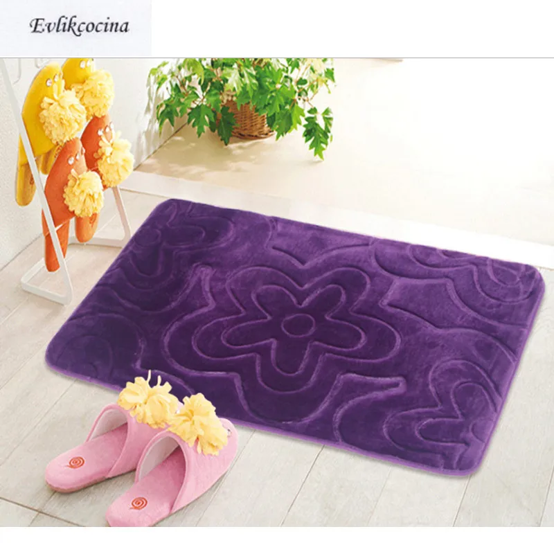 Free Shipping Purple Water Absorption Memory Foam Bath Mat Door Floor