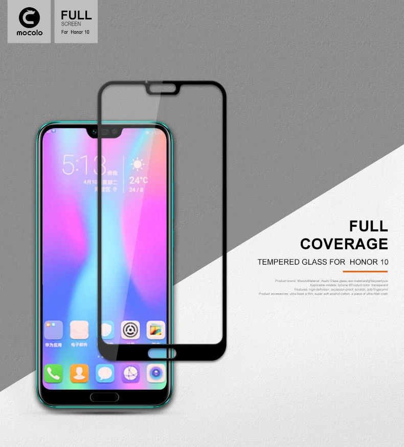 Mocolo 9H 2.5D изогнутое закаленное стекло для huawei Honor 10 полное покрытие защита экрана стекло для Honor 10 защита экрана