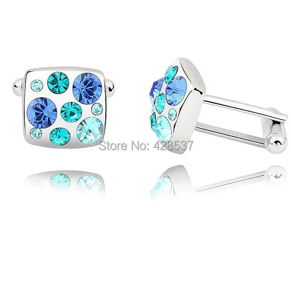 Бесплатная доставка мужские серебряные запонки Swa с австрийскими кристаллами со