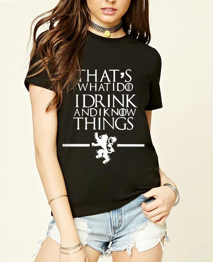 

Bodybuilding women summer That's What I Do I drink and I know Things t shirt For femme New fashion Style harajuku top tee