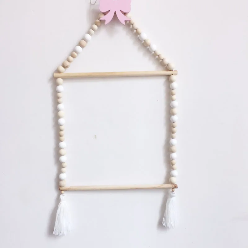 INS Nordic Wood Key Rack Hook Stick Wall Hang Beads Hanger Child Nursery Room Decoration Clothing Hat Photography Home Craft - Цвет: A