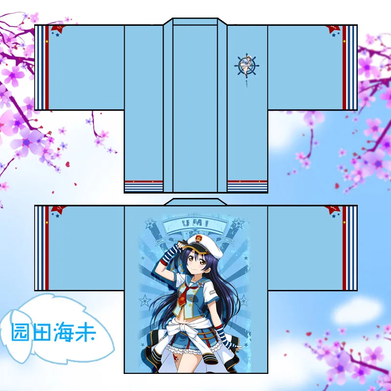 LoveLive! У военно-морской флот пробудить печатных Haori плащ, костюм для косплея аниме «Живая Любовь Hoshizora Rin японский Повседневное кимоно юката